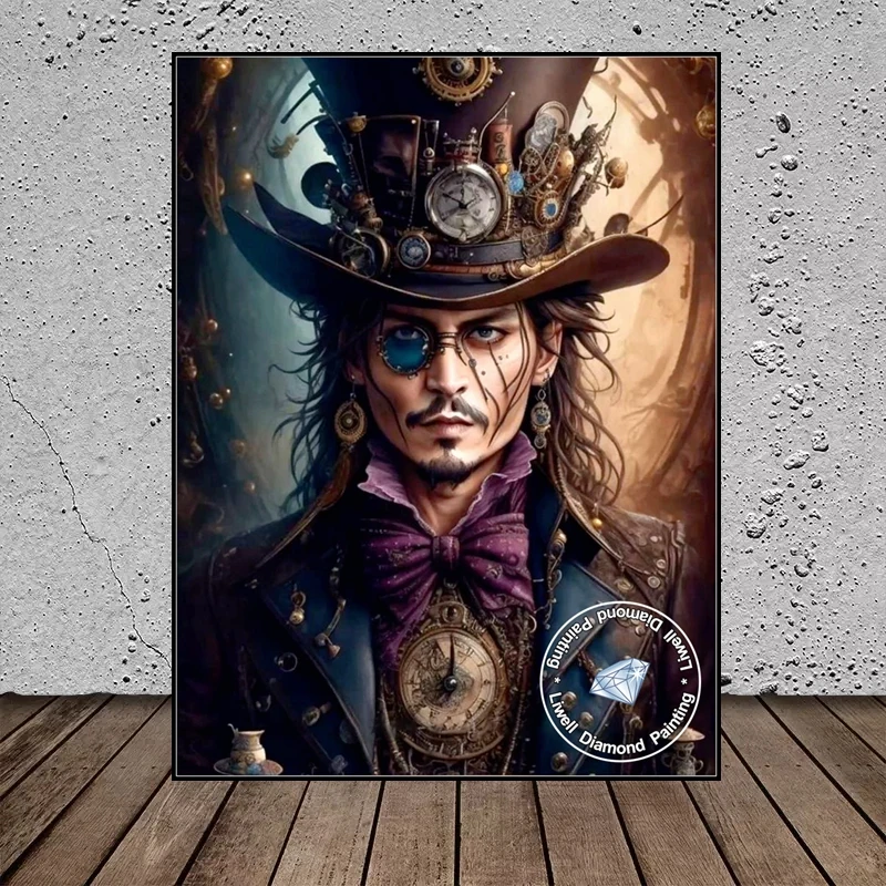 Gothic Johnny Depp Movie Star 5d Diy Full Diamond Painting Captain Jack Sparrow Art Mosaic Cross Stitch Home Decor Gift