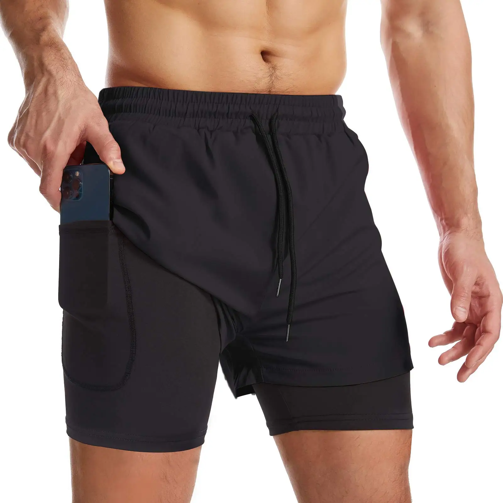 

Shapershark Men's Solid-Color Shorts for Spring/Summer Sports-Style with Inner Pockets Fitness & Running Quick-Dry & Breathable