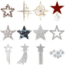 Tassel Shooting Star Pins for Women Unisex Rhinestone Star Brooches Banquet Party Backpack Gifts Jewelry Accessories