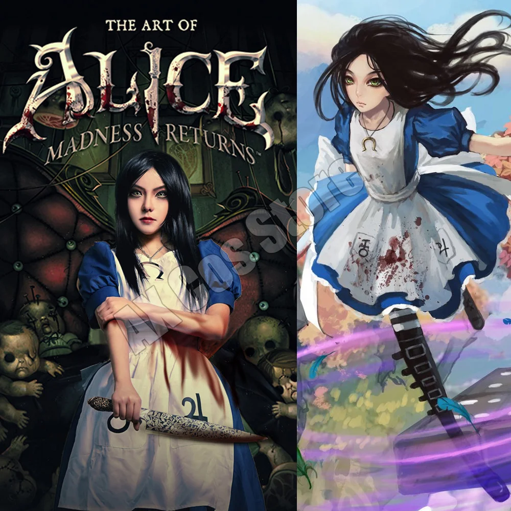 Alice Cosplay Costume Anime Alice Madness Returns Cosplay Outfits Wig Maid Dress Suits Halloween Carnival Costumes for Women
