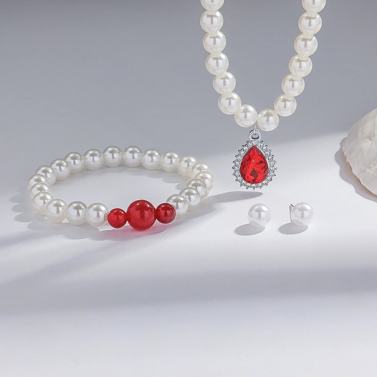 4Pcs White Imitation Pearl Jewelry Set, Wedding Accessories
