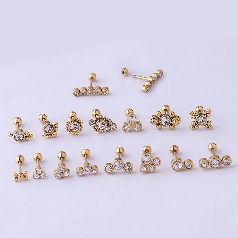 1PC Crystal Flower Tragus Piercing Earring Flat 16G Cartilage Piercing Helix Jewelry Daith Conch Rook Lobe Earring Labret Stud