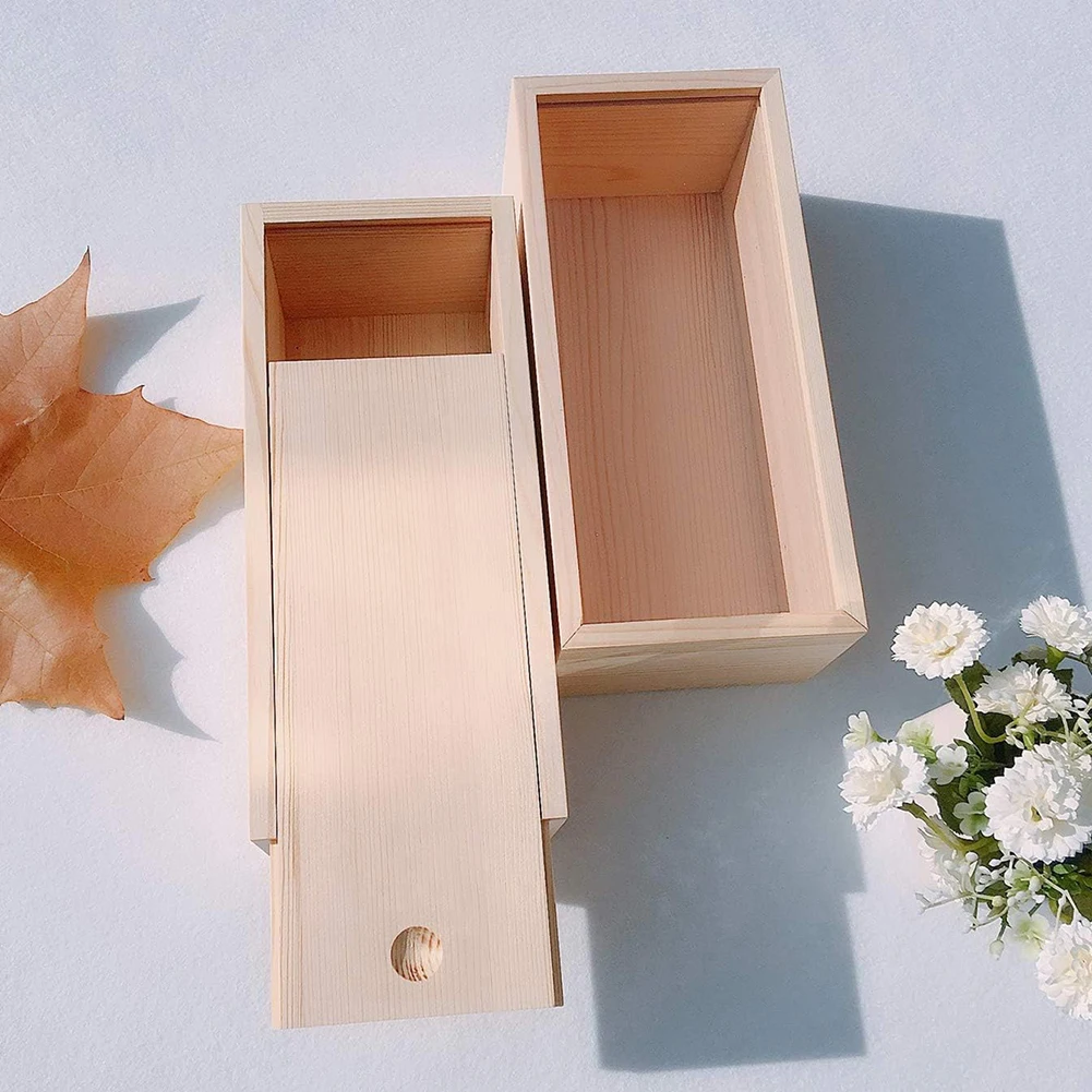 1pcs Wooden Storage Box Pine Pull-out Box Sliding Cover Wooden Box Wooden Drawer Household Storage Box Tool Parts Storage Box