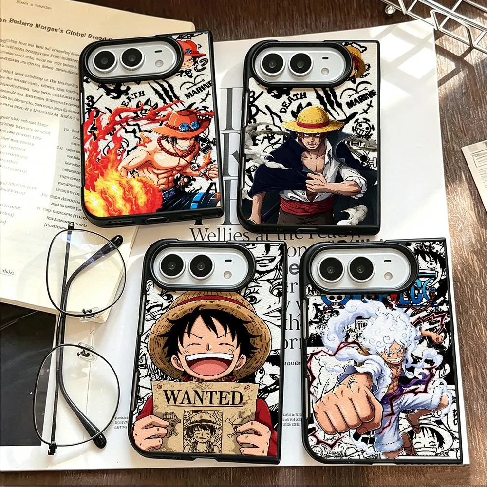 Hot-blooded L-luffys New Folding Phone Case for iPhone Duo Fold Shockproof duo Back fold Hard Skin texture Cover