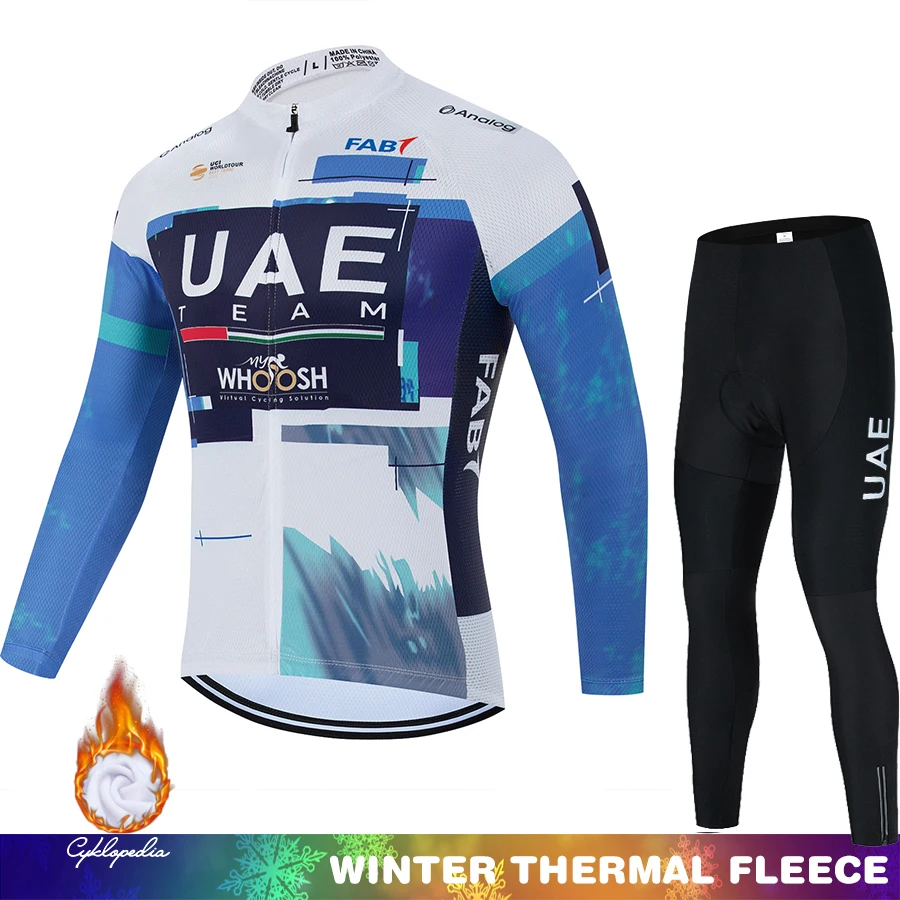 Maglia da ciclismo da uomo UAE Termal Fleece Abbigliamento da uomo Inverno Termico Uomo Tuta da bicicletta Bavaglino Maglione Camicia da triathlon Mountain Bike