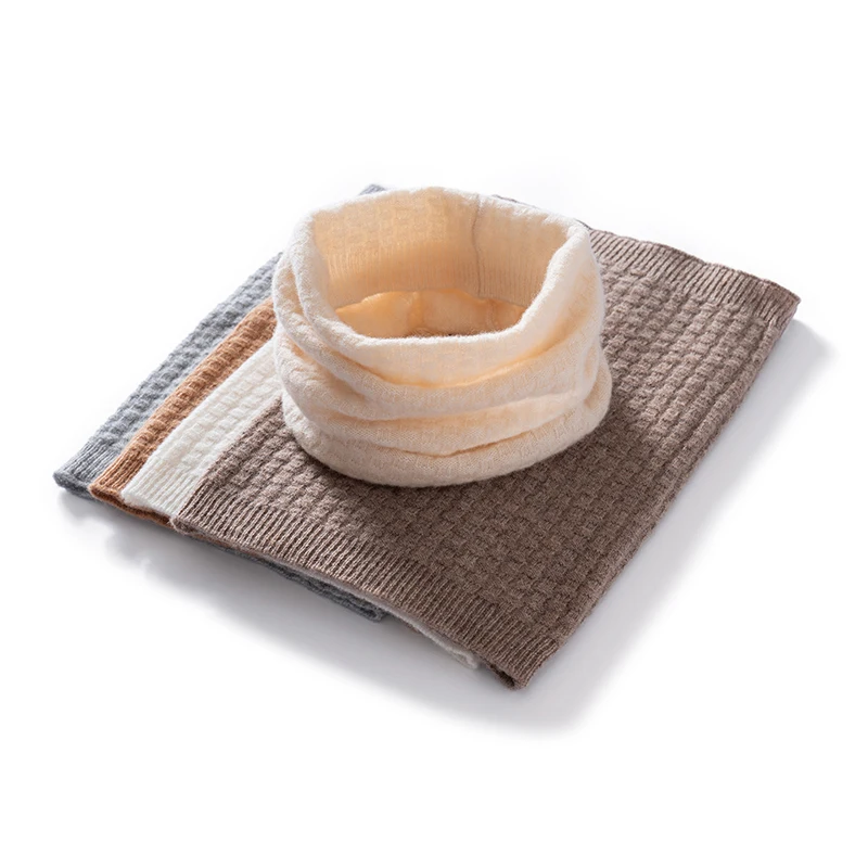 

Женский вязаный пуловер из 100% шерсти с тканой сеткой, шарф для защиты от тепла и шеи, однотонный шарф для мужчин с искусственным воротником