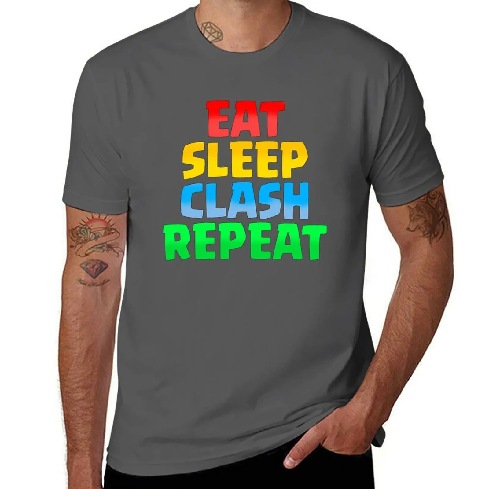 

Eat Sleep Clash Repeat CoC T-Shirt cotton t shirts high quality t shirts for man graphic vintage T-Shirt