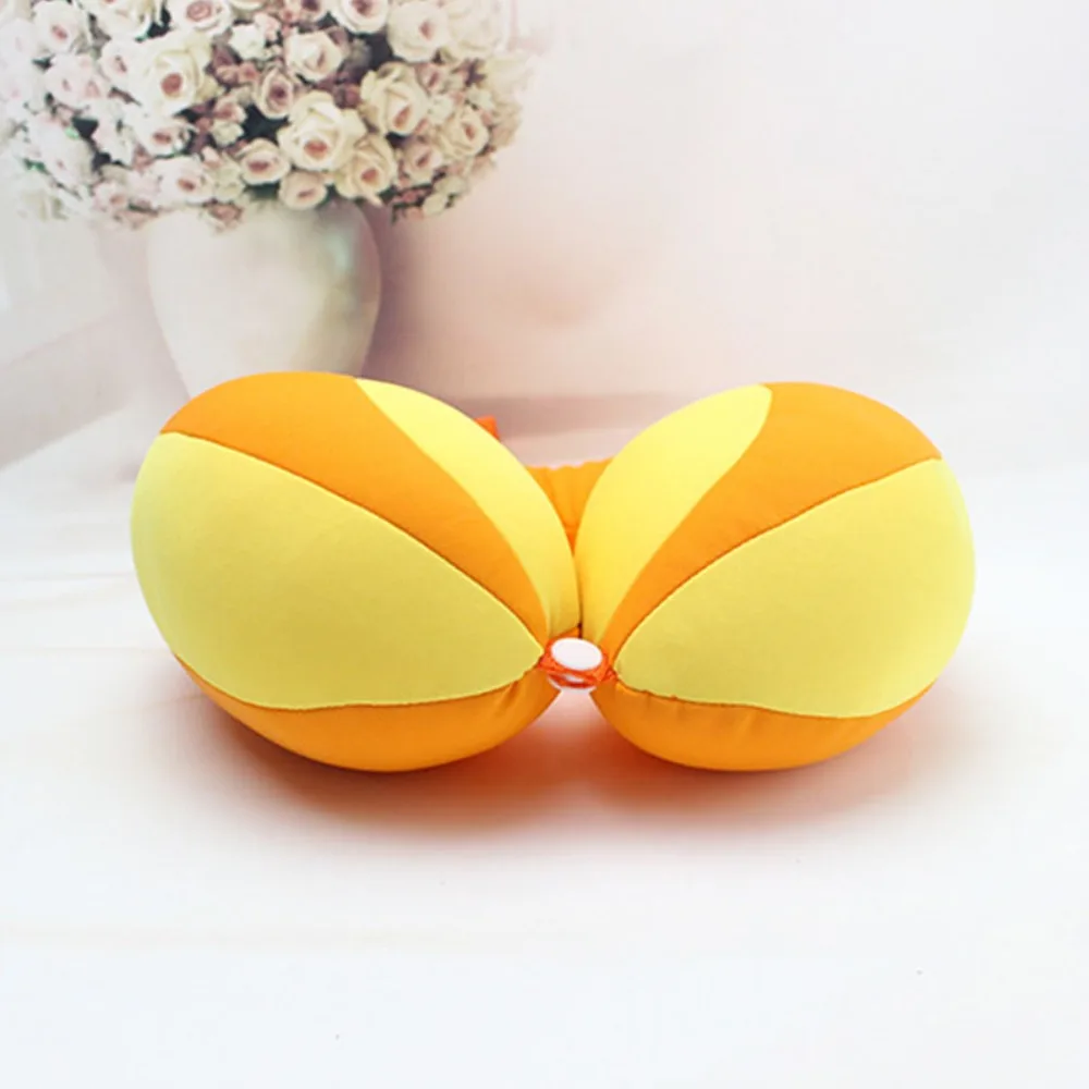 Portable U-shaped Pillows Contrast Color Splicing Neck Pillow Children Safety Seat Pillow Travel Comfortable Air Cushion Pillow