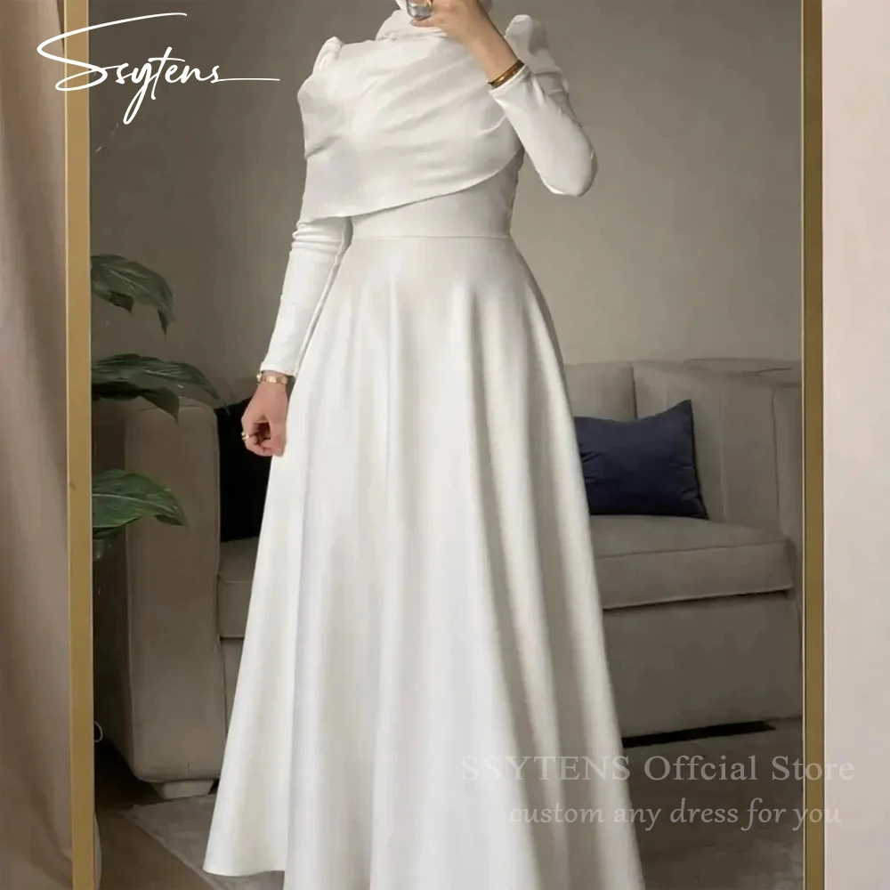 

SSYTENS Modest Wedding Dresses Muslim Simple Bride Dress Women Long Sleeves Bridal Gowns High Quality Robe De Mariée Customized
