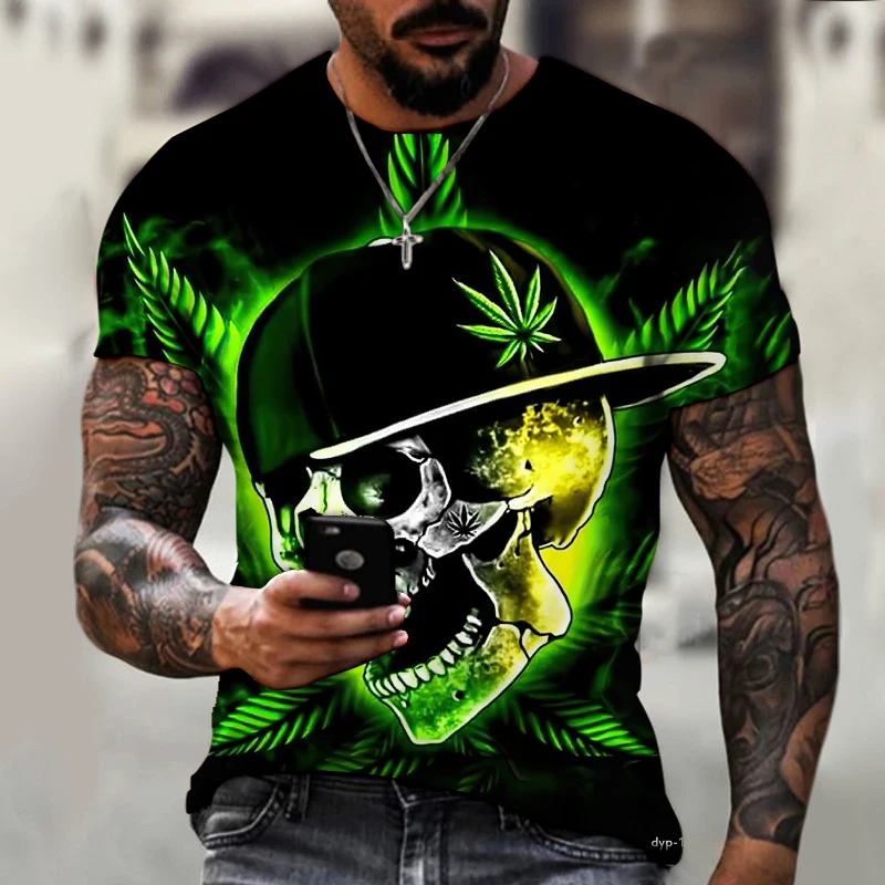 2022 Brand Men’s Shirt Exclusive Design Skull Head Humor Fun Art Fashion Round Neck Top 3D Printing Loose Oversized 5XL