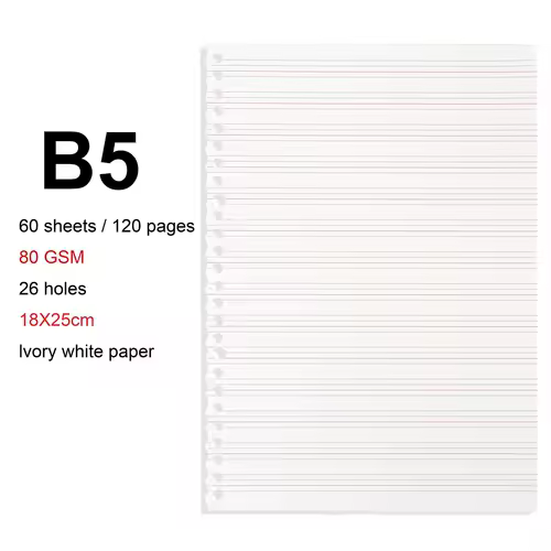 A4/B5/A5 Loose Leaf Refill Binder Notebook Blank/Line/Grid/Cornell Replacable Metal Ring Office&School Supplies Stationery - Image 14