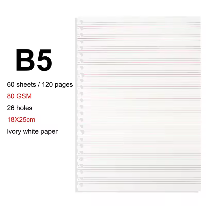 A4/B5/A5 Loose Leaf Refill Binder Notebook Blank/Line/Grid/Cornell Replacable Metal Ring Office&School Supplies Stationery - Image 14
