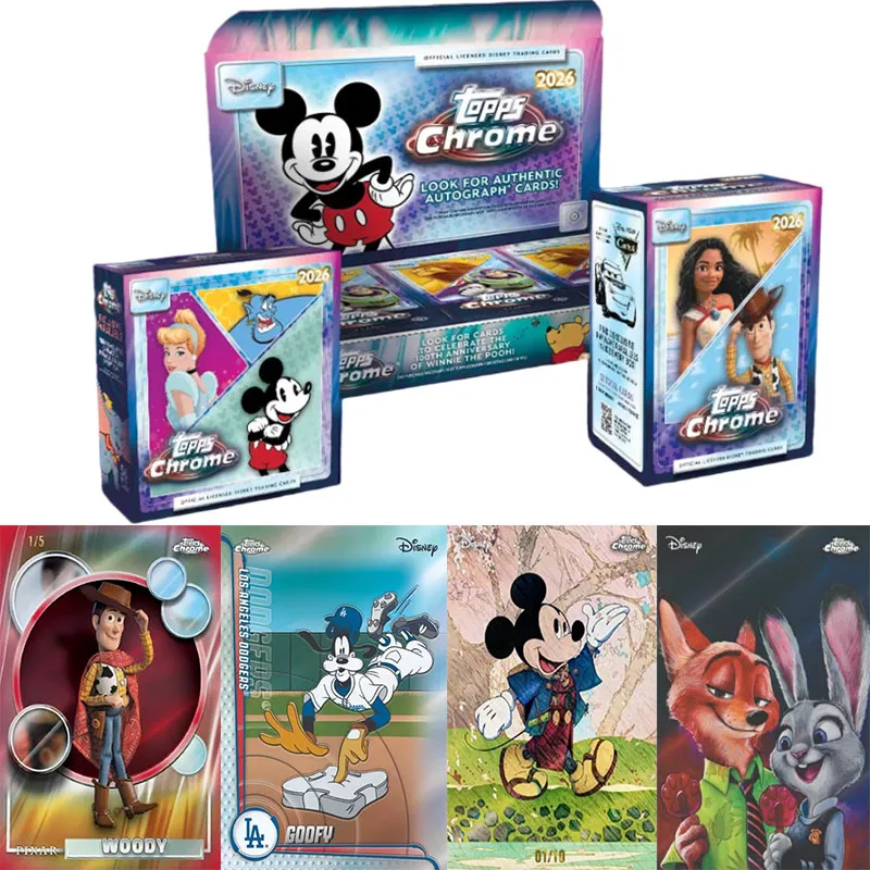 Topps Chrome 2026 Disney Complete Collectible Box Authentic Trading Cards Mickey Princess Pixar Characters