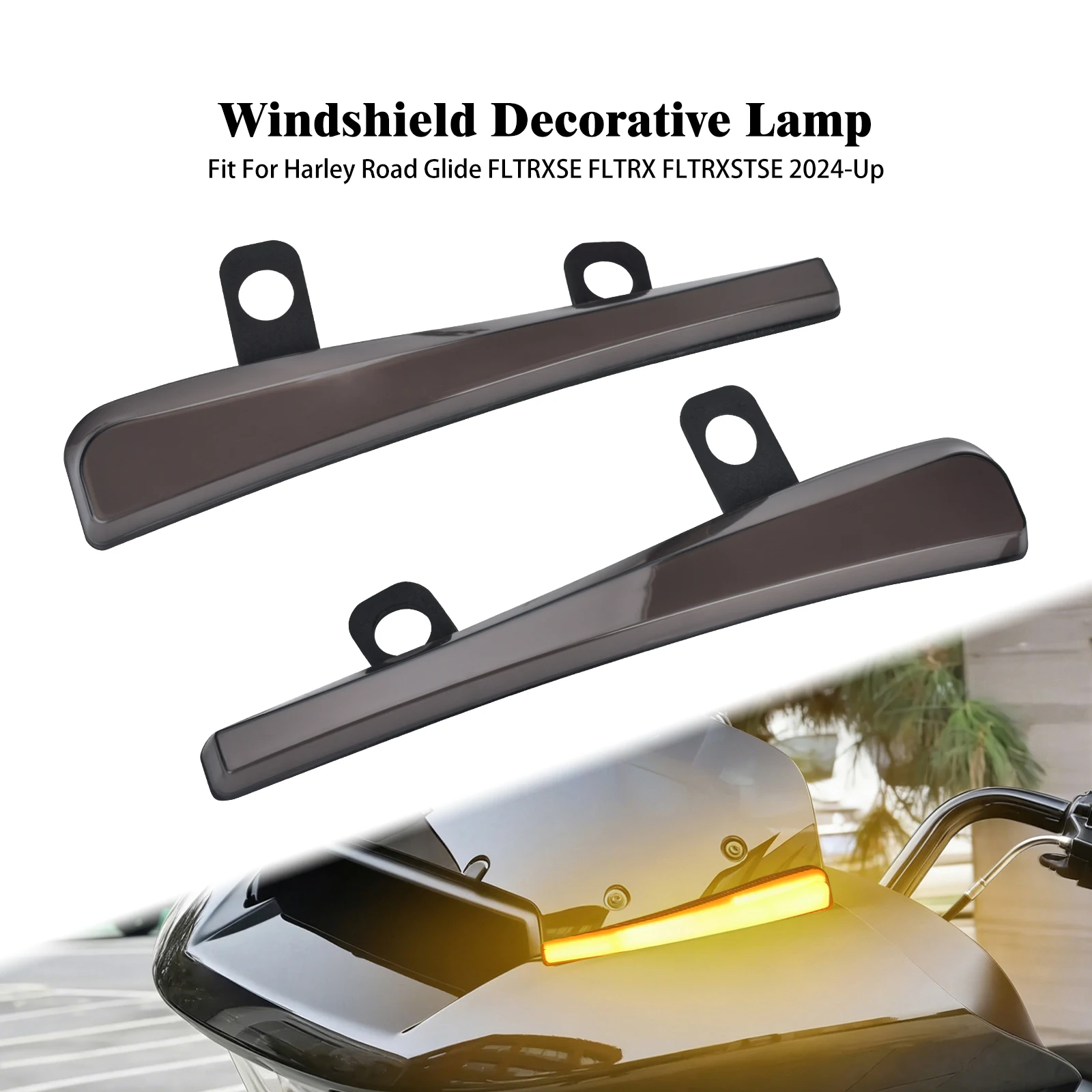 

Motorcycle Windshield LED Light Turn Signal Running Decorative Lamp For Harley Touring Road Glide FLTRXSE 23-Up FLTRX/ST 24-Up