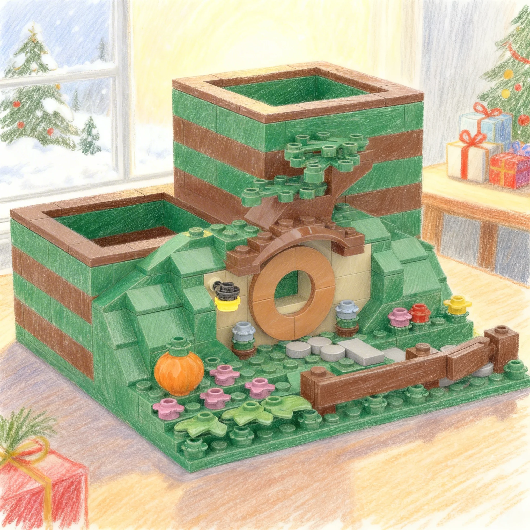 241pcs MOC Pencil Holder Fantasy Medieval Square Building Blocks Assembly Set Collector Model Edition Toy Gift For Enthusiasts