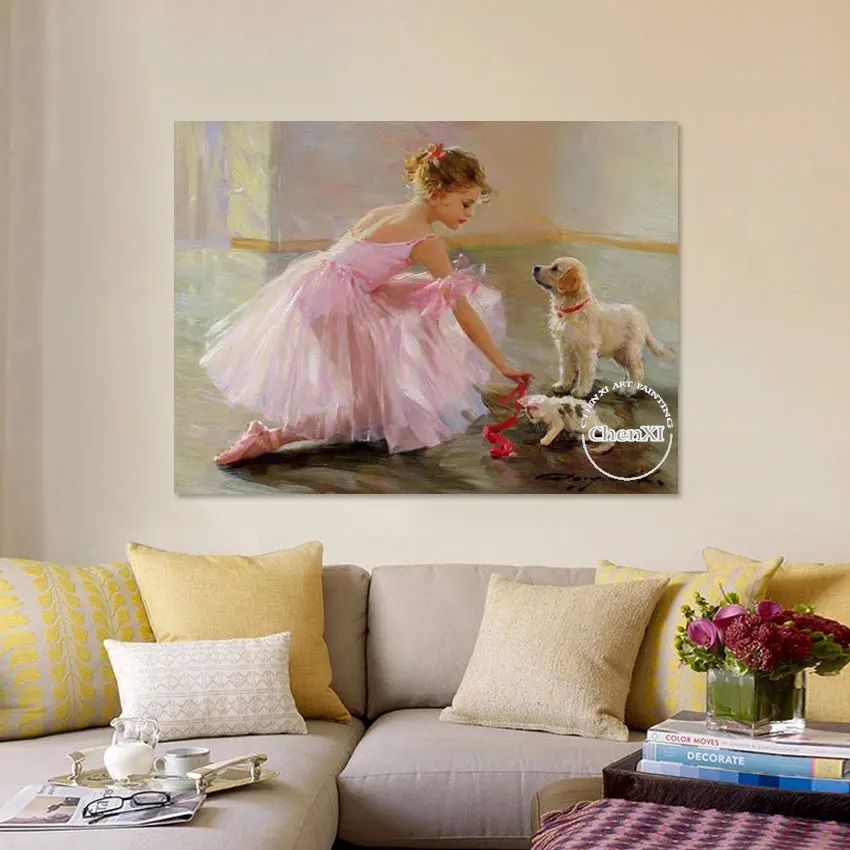 

100% Hand-painted Girl Dancing Ballet Oil Painting Classical Portrait Canvas Poster Wall Hangings Artwork On Canvas Hand Item