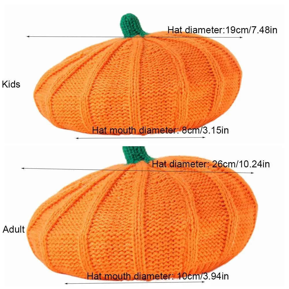 Mode Oranje Pompoen Baret Warm Houden Schilder Hoed Gebreide Muts Achthoekige Cap Kunstenaarshoed Ouder-kind Hoed