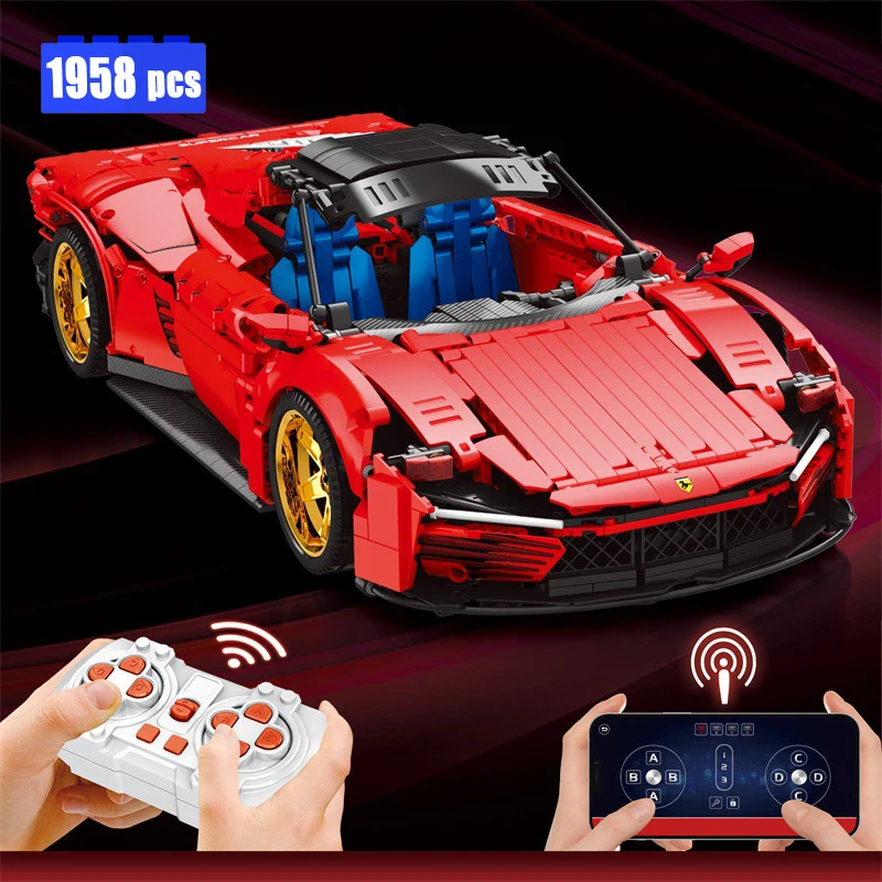 New 1:10 High Tech City Remote Control Sports Car Daytona SP3 Building Blocks Bricks Model Toys for Children Birthday Gift Set