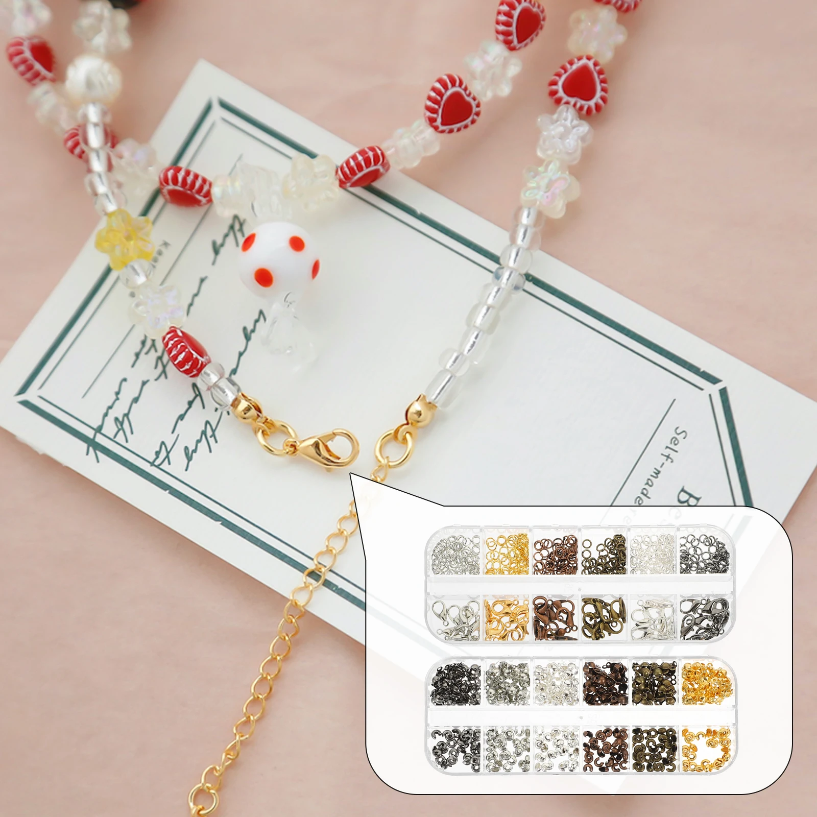 

782pcs Diy Jewelry Lobster Clasps Necklace Connecting Buckles Crimp Beads Metal Findings Kit For Earrings Bracelets Necklaces