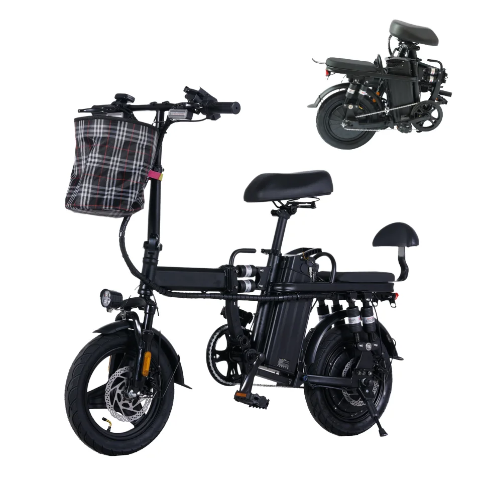 USA Stocks 48V Mini Electric Bicycle 14 Inch Foldable City Bike with 500W Motor Power and 15ah Lithium Battery for Adults