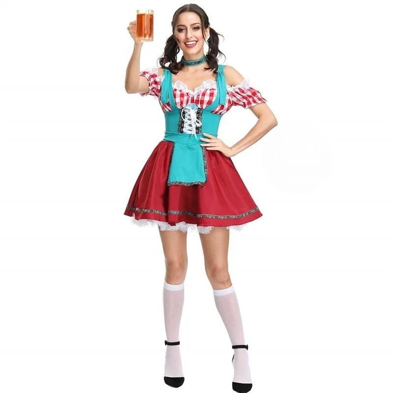 

Halloween Beer Festival Maid Costume Bar Waiter Women's Traditional Ethnic Stage Performance Clothing Spring