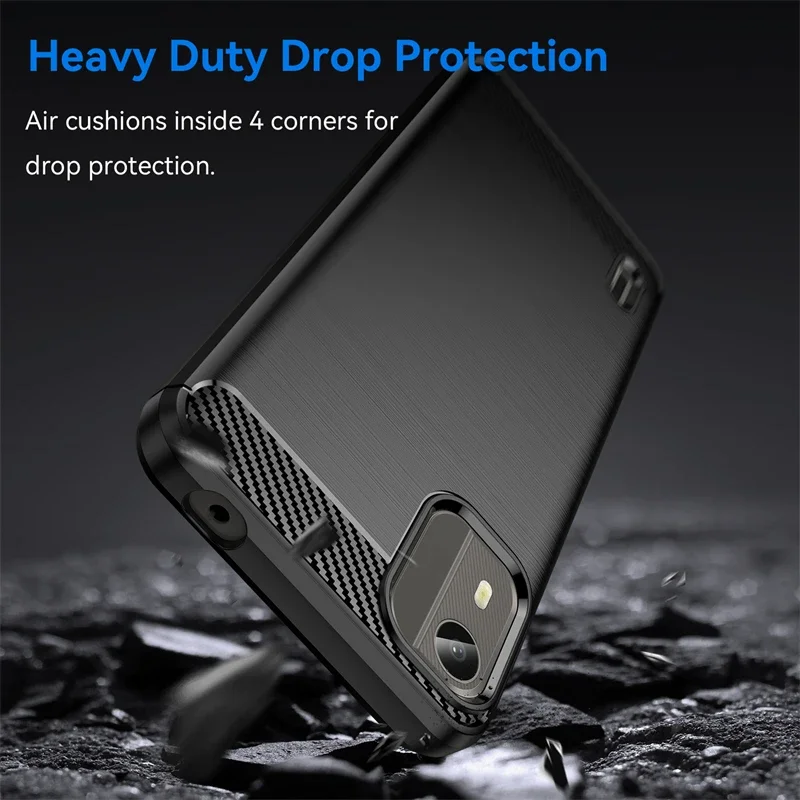 Carbon Fiber Texture TPU Case for Nokia C12 Pro C22 C32 G22 G400 C100 C200 C21 Plus G21 G11 Shockproof Protective Cover Fundas