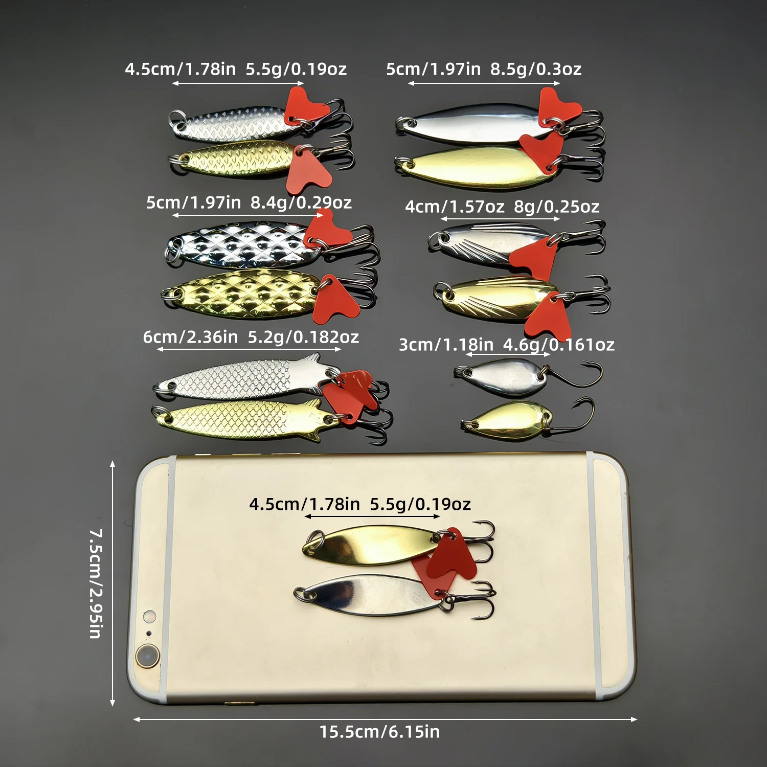 ANFS 10pcs/Set Gold And Sliver Metal Jig Spoon Spinner Fishing Lure Wobbler Bait Set with Fishing Tackle Box Kit For Fishing view 5