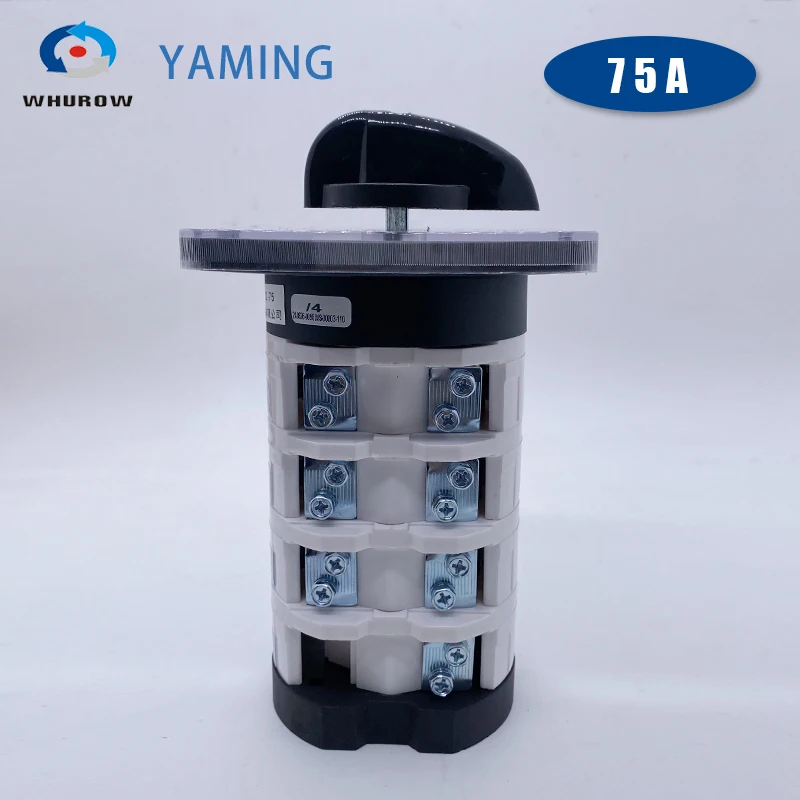 YMZ12-75/4 الاتصال الفضي 0-7 موقف مفتاح التحول الدوار أربعة أقطاب 75A كاميرا عالمية محدد النقل اليدوي