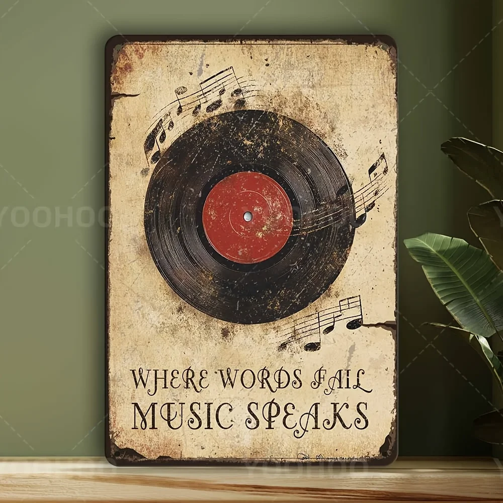 1pc Vintage Vinyl Record Aluminum Sign - 