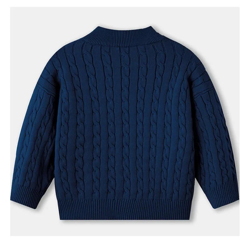 UNITIM Herbst 2-12 Jahre Kinder Jungen Pullover mit Stehkragen, Kinder Jungen Zopfmuster Pullover, einfache Langarm-Oberteile für Kleinkinder und Babys – Detail 26