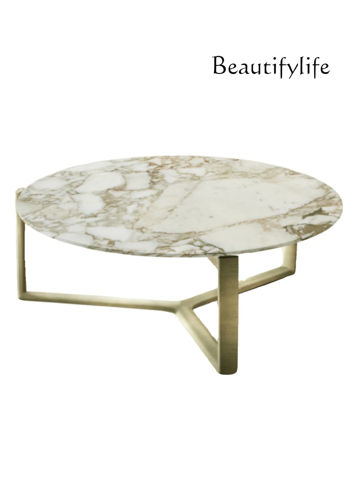 

Light luxury marble coffee table small apartment Italian simple stainless steel round living room sofa low table