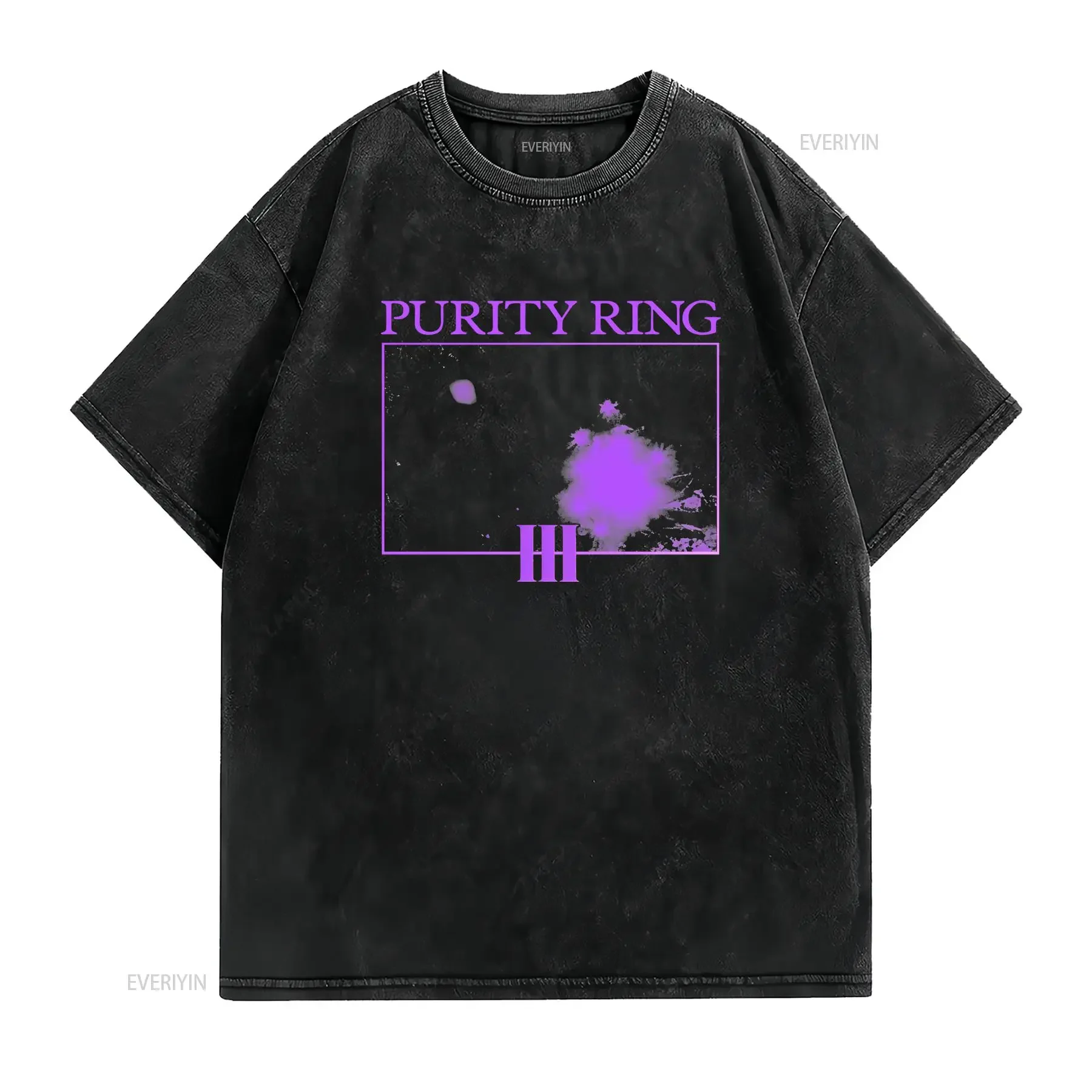 Gothic Streetwear Purity Ring Band Purple Cosmic Print Casual T Shirt vintage Washed Stretched Stylish fashion homme Unisex