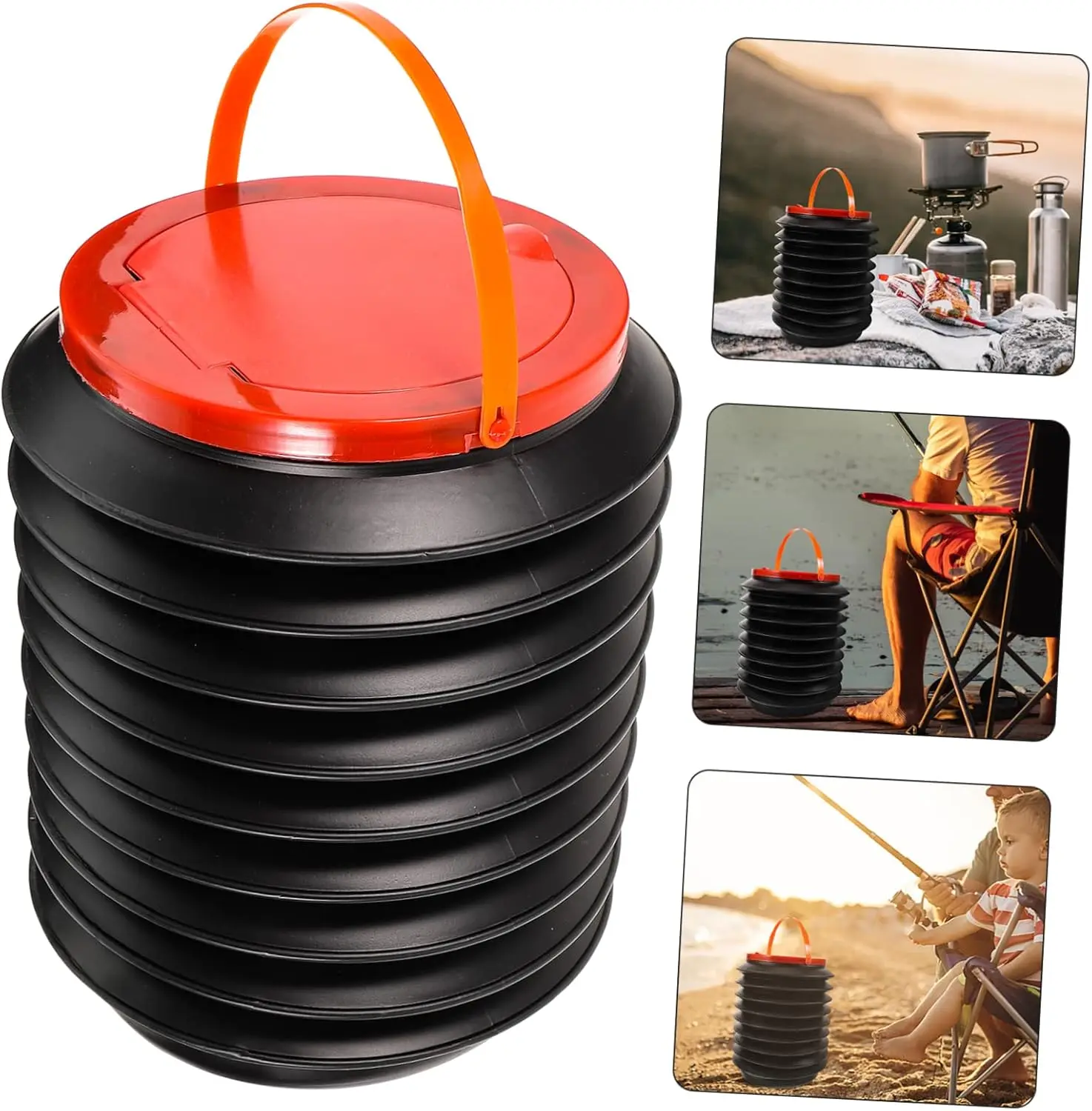 4L Portable Camping Folding Trash Can With Lid And Multifunctional Telescopic Bucket Suitable For Outdoor Activities