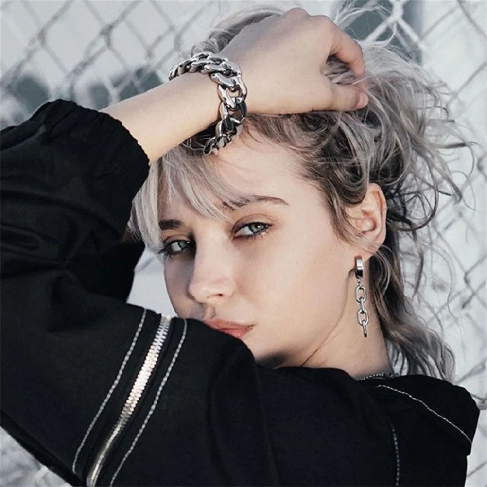 Titanium Steel Chain Ear Clip Earrings No Piercing Needed Stylish Unisex Jewelry for Prom Party Wedding Church Dance Summer
