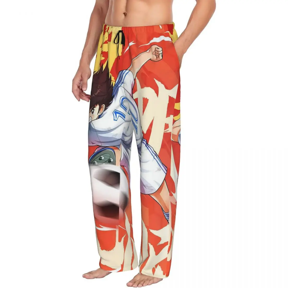 Custom Captain Tsubasa Ozora Men Pajama Pants Lounge Sleep Sleepwear Bottoms with Pockets
