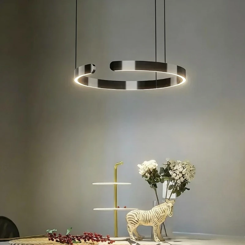 SANDYHA Modern Ring Pendant Lamp Remote Control Dimmable Warm White Eye Protection Led Chandelier Kitchen Island Dining Room