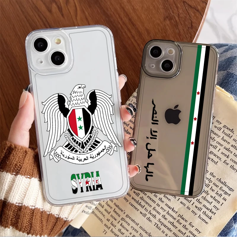 Luxury S-Syria Flag Phone Case for IPhone 16 15 14 13 12 11 Pro Max Mini XS X XR SE2 7 8 16Plus Soft Silicone Clear Cover Fundas