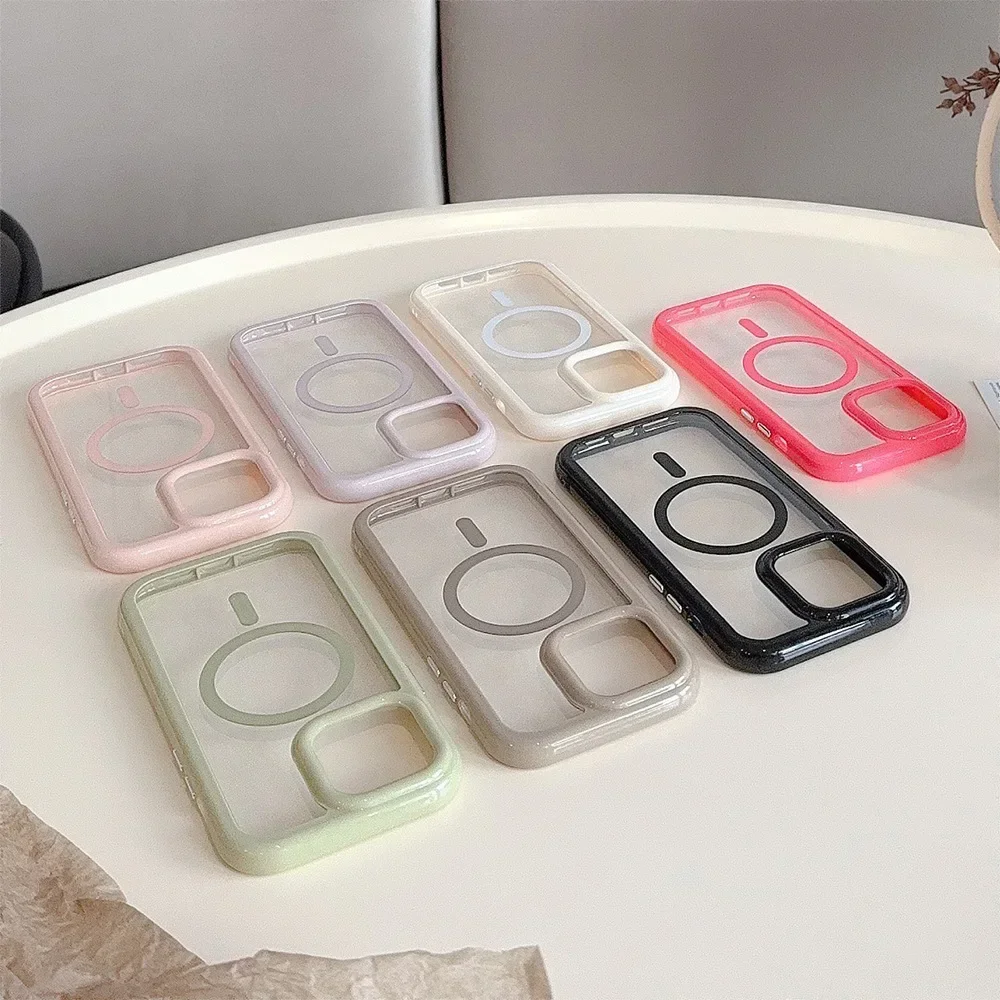 Phone Case For iPhone 16 15 14 13 12 11 Pro Max Plus Luxury Cute Cream Cases for Magsafe Magnetic Wireless Charge Clear Cover
