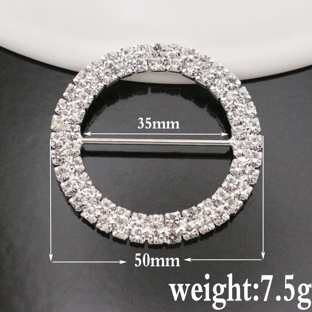 10pc 50MM Round Stunning Clear Rhinestone Metal Buckles brass Buckle Invitation card Decoration Belts /Bags/Wedding Decoration