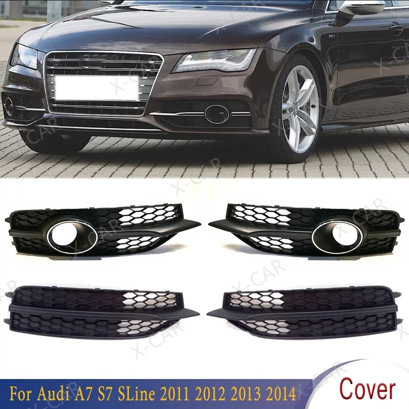 For Audi A7 S7 SLine 2011 2012 2013 2014 Front Bumper Fog Lamp Light Grille Cover Frame 4G0807681E9B9