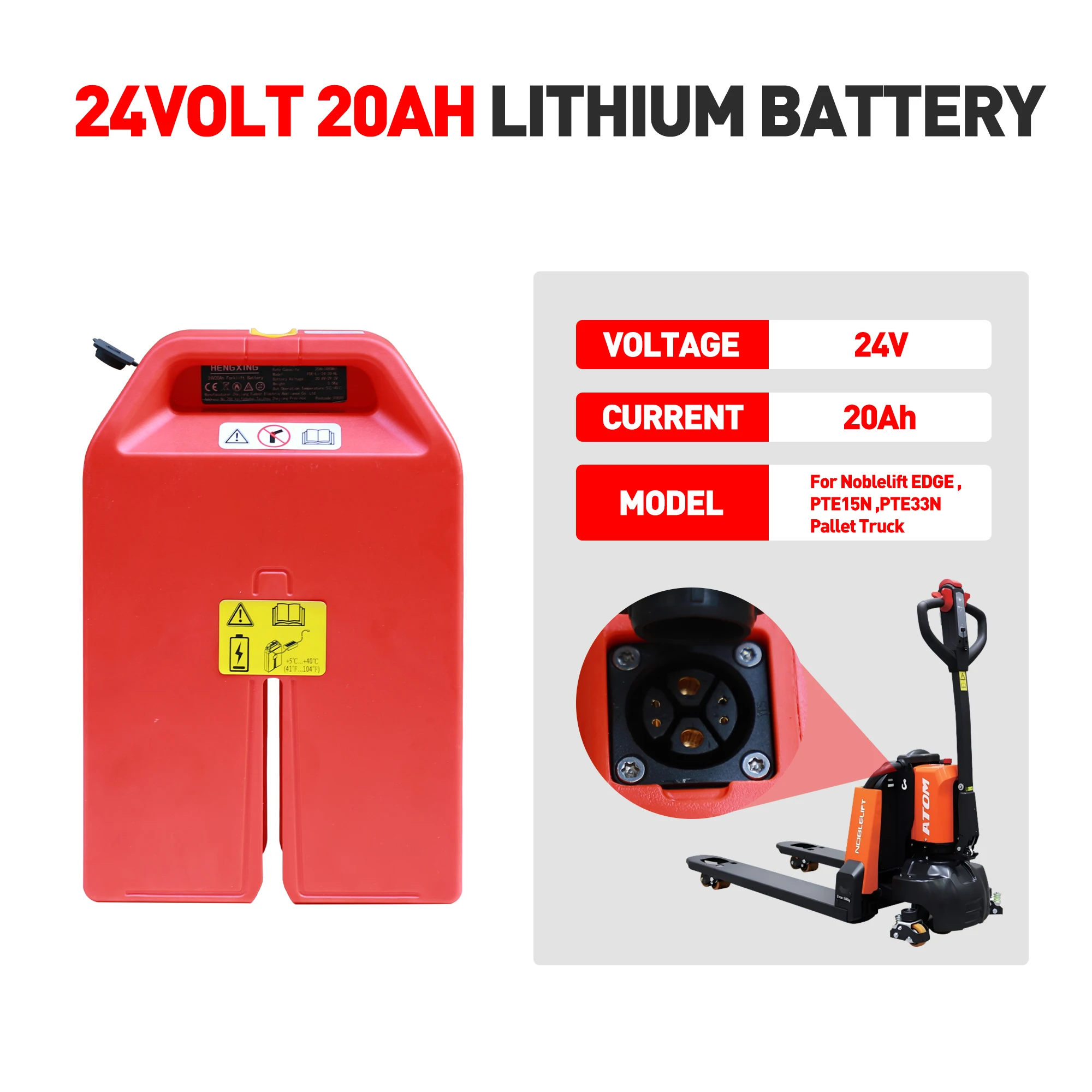 

24Volt 20Ah Lithium Battery For Noblelift EDGE PTE12N PTE15N PTE33N Pallet Truck