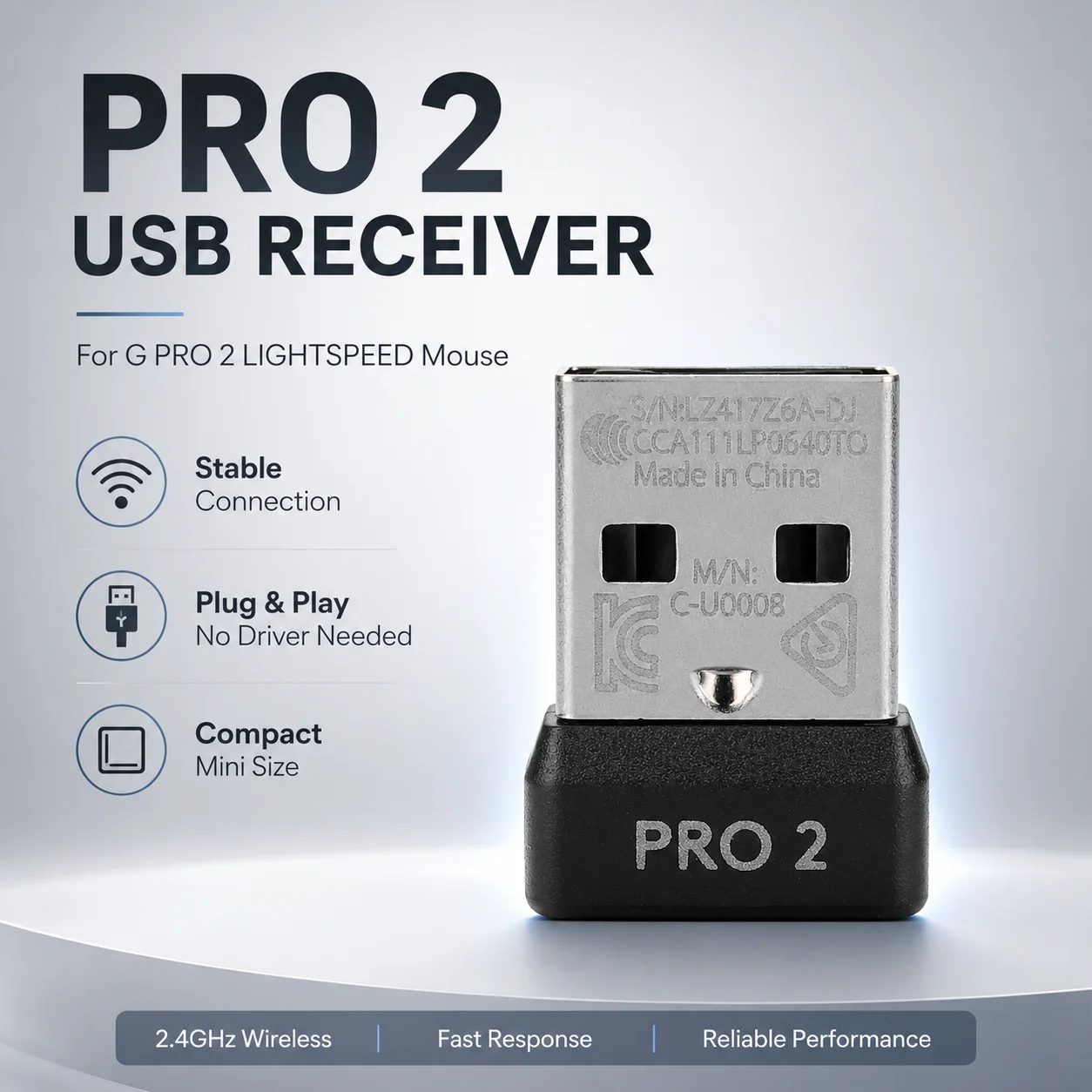 USB Receiver For Logitech Bolt Adapter - Multi Device Receiver Suitable for MX Keys Mini, POP Keys Keyboard / Mouse, K860, M650
