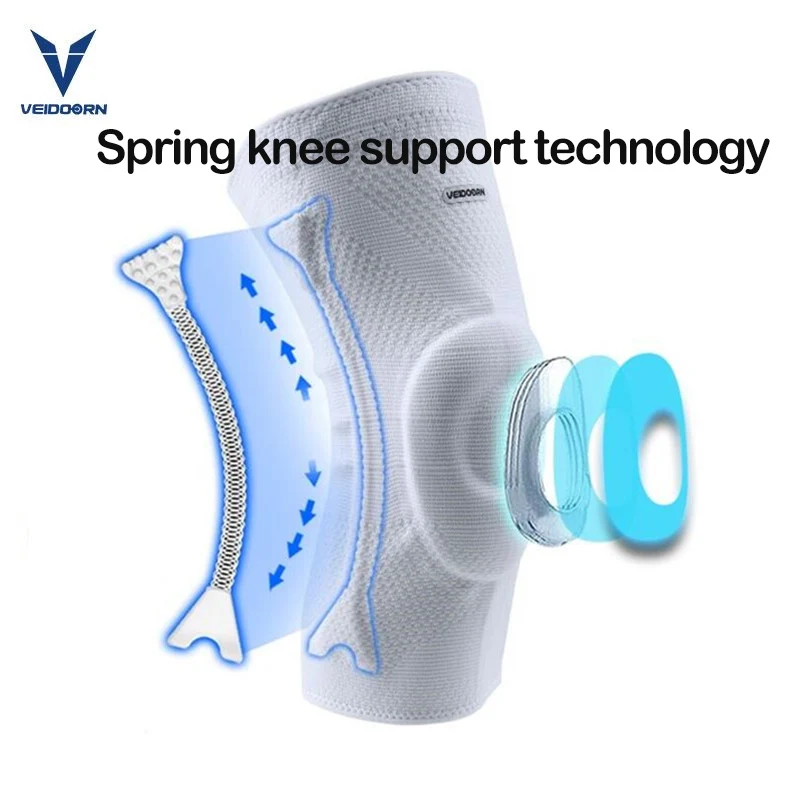 Professional Knee Brace for Pain Relief Compression Knee Sleeve with Silicone Spring Basketball Volleyball Knee Pads