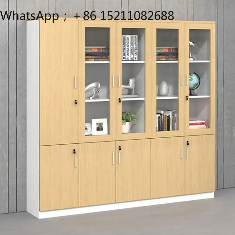 SCY office file cabinet simple modern wooden floor-to-ceiling glass door boss background cabinet wall cabinet