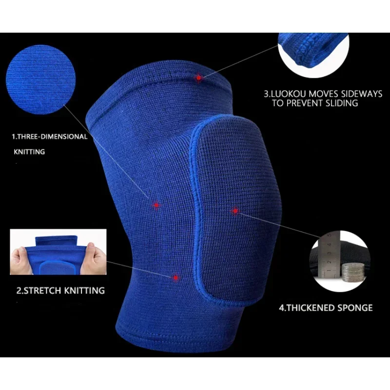 Sports Compression Knee Pads Elastic Knee Protector Thickened Sponge Knee Brace Support for Dancing Workout Training Yoga