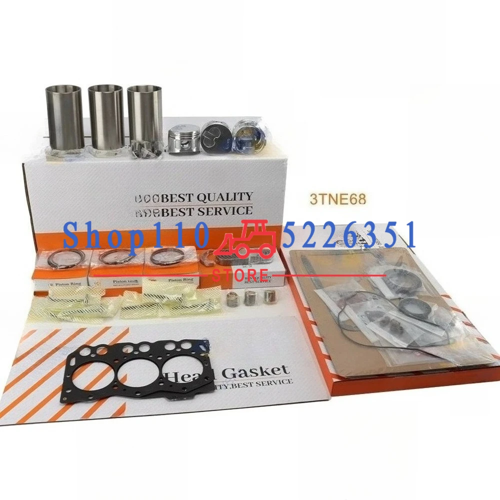 3TNE68 119265-22940 Overhaul Rebuild Kit for 3D68E 3TNE68C Piston Rings Cylinder Liner Engine Parts STD 68*1.5HK+1.5+3mm