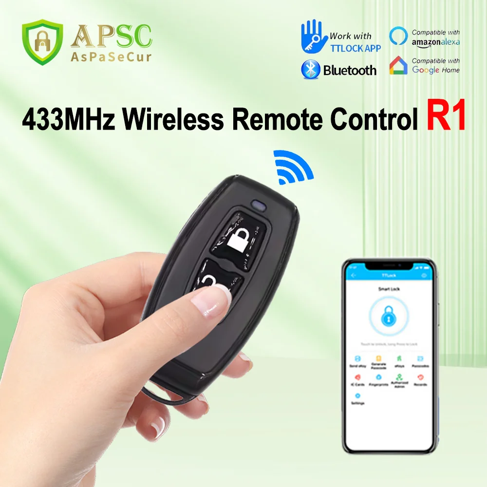 TTlock Remote Control R1 2.4GHz Wireless for Smart Lock Door Access Devices with TTLock APP 868mhz Remote Controller Key Fob