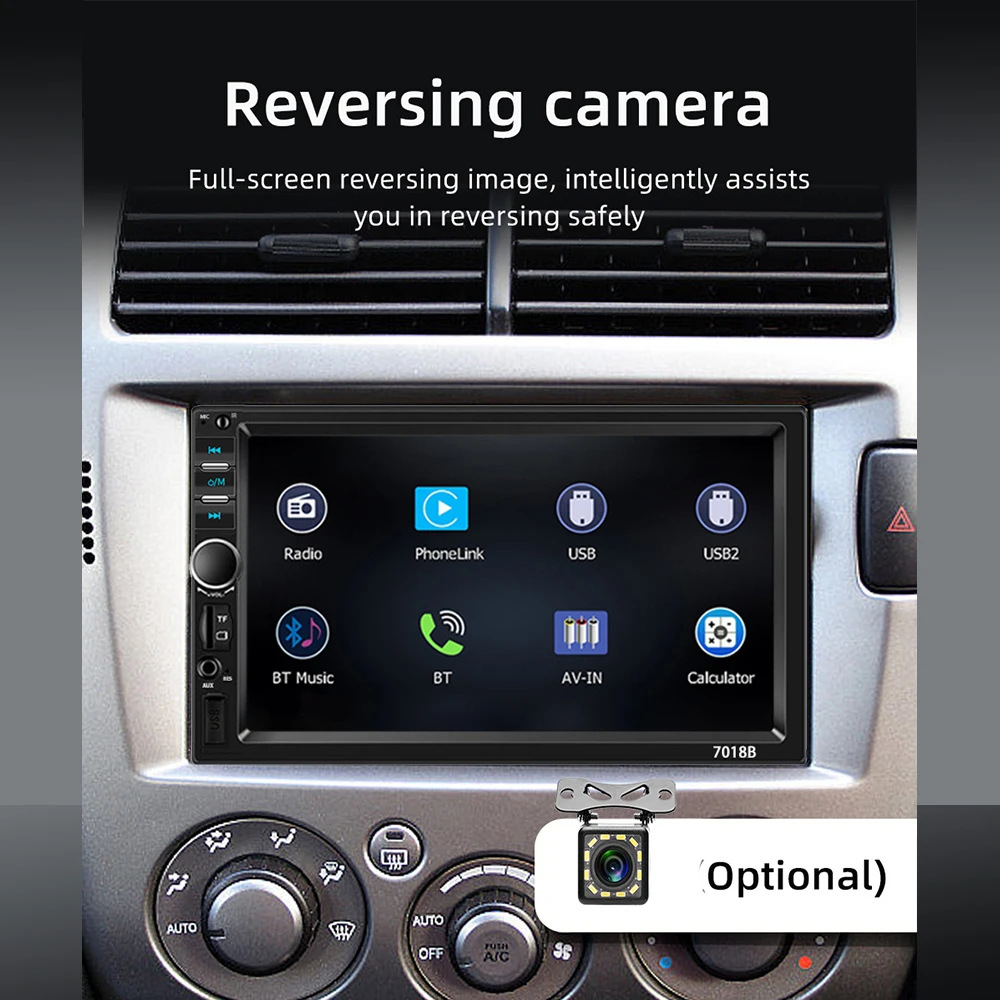 7'' Car Stereo Double Din Apple CarPlay Android Auto Wired Connection Bluetooth 5.1 FM Radio EQ SWC Backup Camera Input MP5 view 3