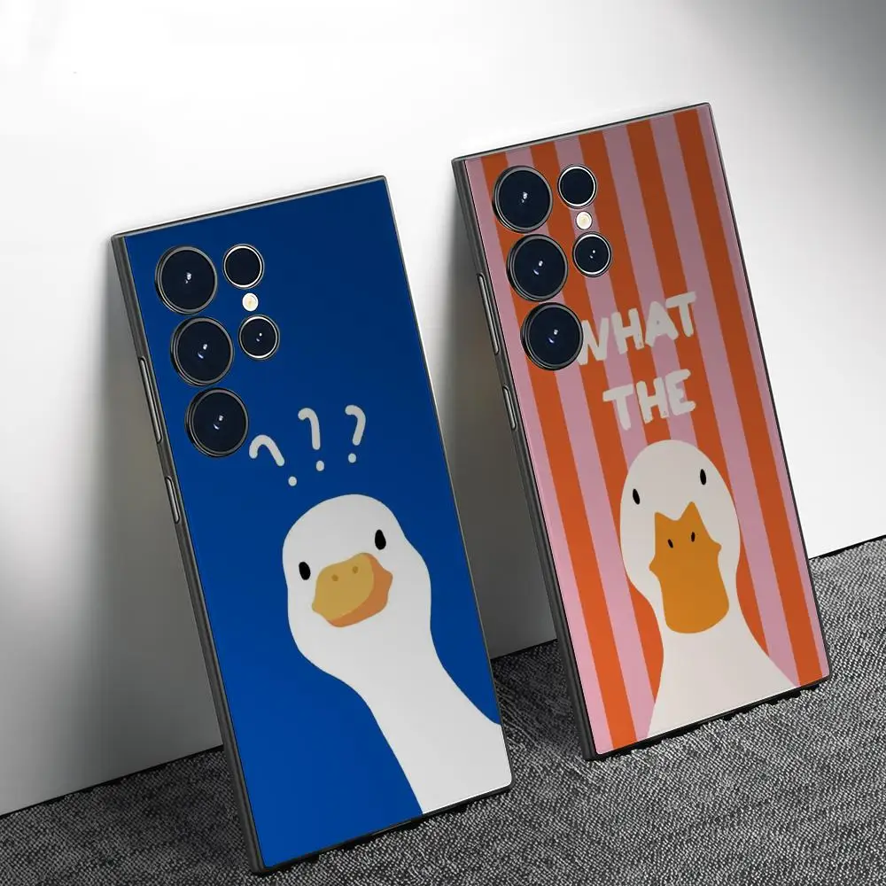 Cute Cartoon Funny Duck Phone Case For Samsung Galaxy S26 S25 S24 S22 S23 Ultra S21 S20 Plus Frosted Full Soft Case