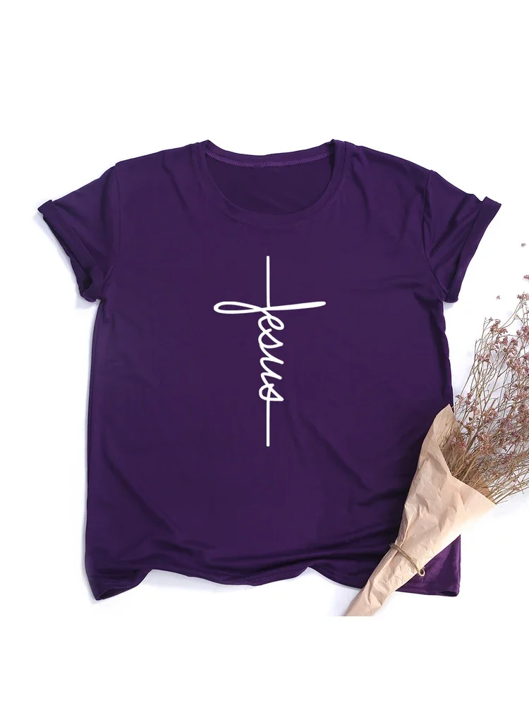 Summer Women Faith T Shirt  Baptism Church Bride Esthetic Shirt Cross Jesus Tees Tops Christian Shirt Women Fashion Tshirt